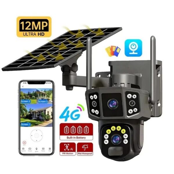 Caméra solaire 12MP de sécurité 4G qui prend puce