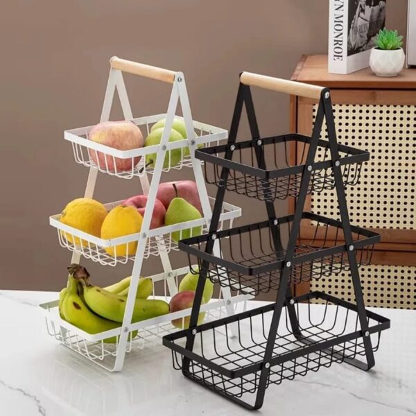 Étagère à Fruits Métallique Épaissie à 3 Niveaux, Finition Laquée, pour Bureau, Rangement de Comptoir de Cuisine, Présentation de Snacks et