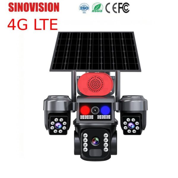 Caméra PTZ solaire 4G LTE à trois objectifs 16MP avec suivi automatique